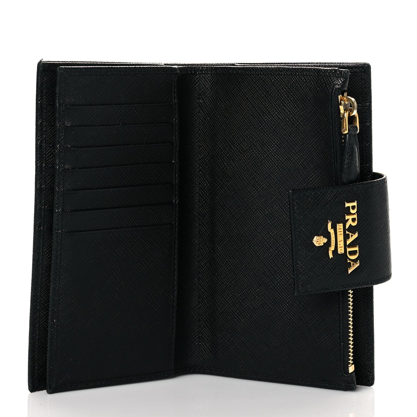 Saffiano Metal Tab Wallet Black