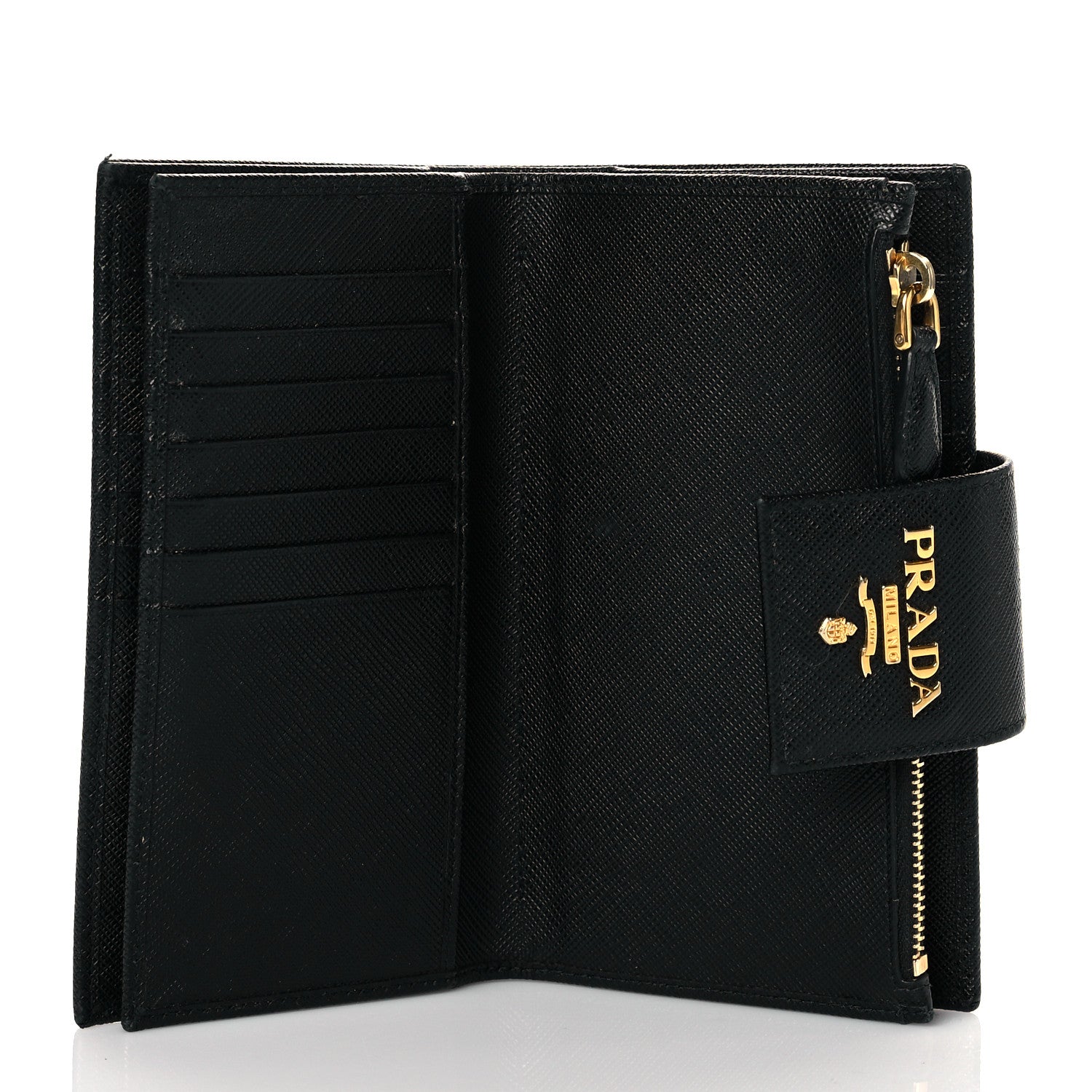 Prada Saffiano Metal Tab Wallet Black 5 of 10