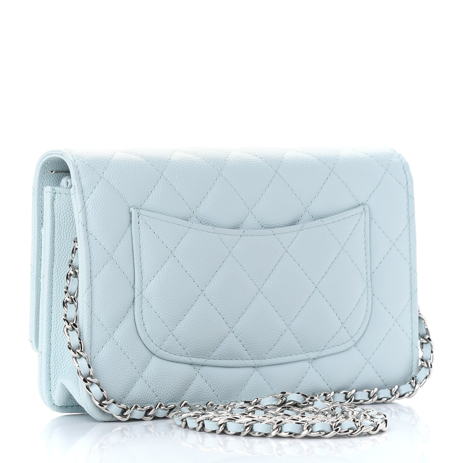 Chanel Caviar Quilted Wallet On Chain WOC Light Blue 3 of 10