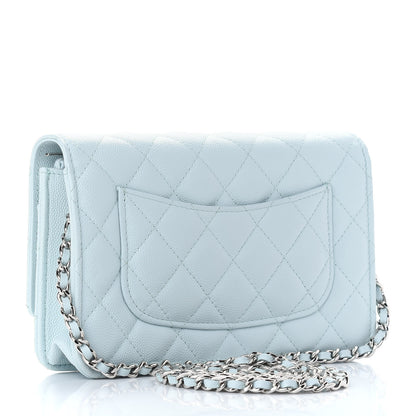 Chanel Caviar Quilted Wallet On Chain WOC Light Blue 3 of 10