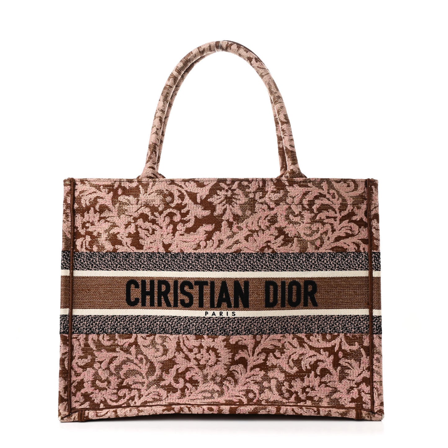 Canvas Embroidered Medium Brocart Book Tote Metallic Pink