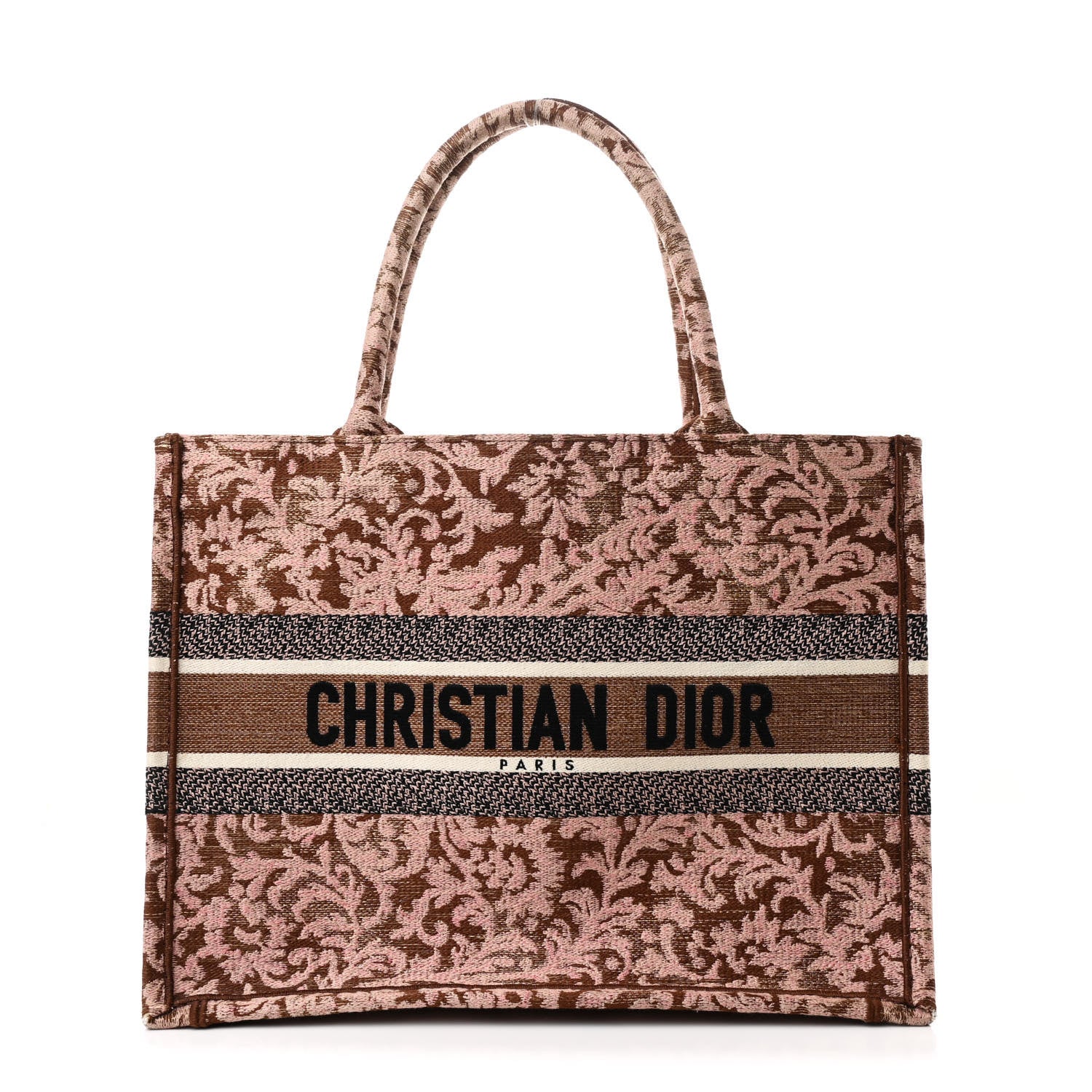 Christian Dior Canvas Embroidered Medium Brocart Book Tote Metallic Pink 1 of 10