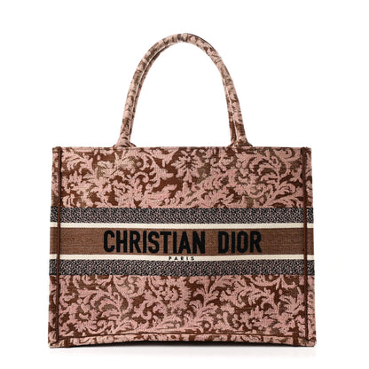 Christian Dior Canvas Embroidered Medium Brocart Book Tote Metallic Pink 1 of 10