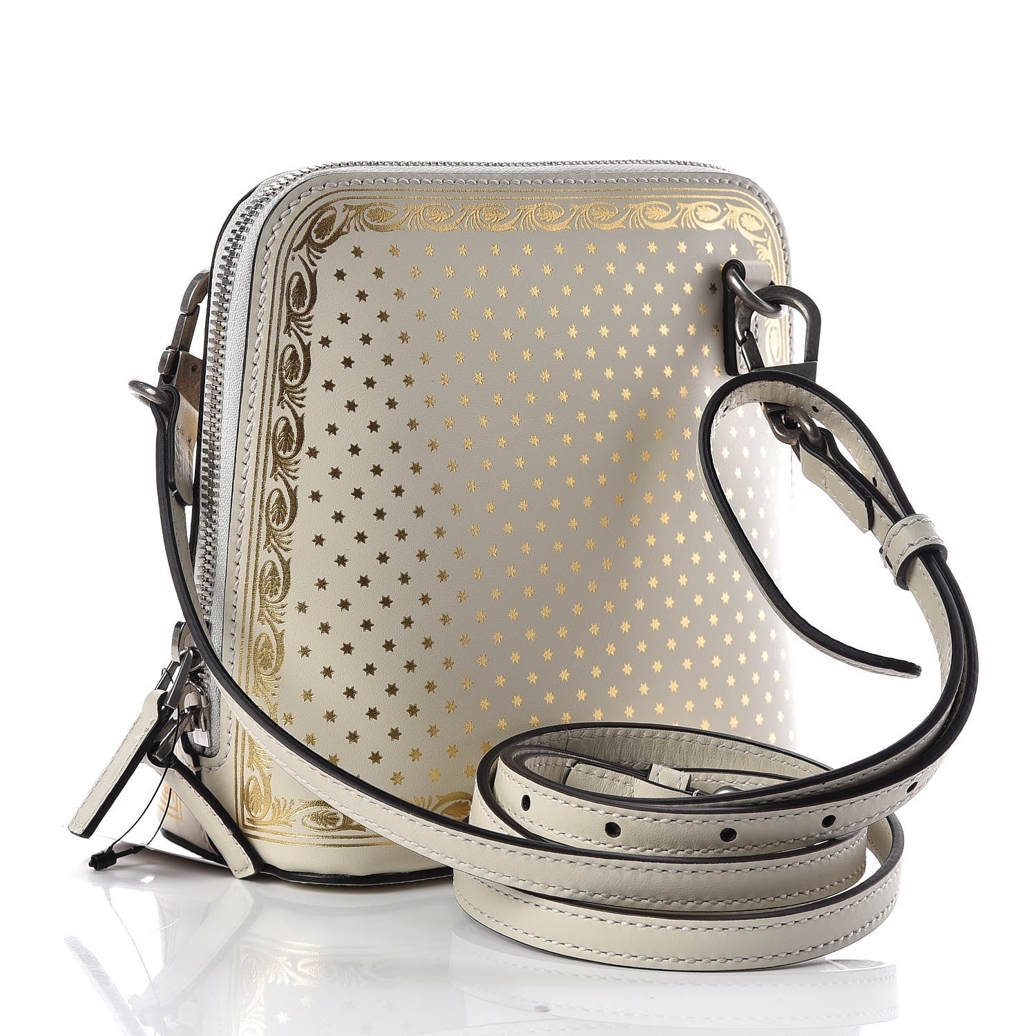 Gucci X SEGA Calfskin GUCCY Stars Mini Dome Shoulder Bag Mystic White Gold 3 of 10