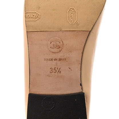 Chanel Lambskin Cap Toe CC Ballerina Flats 35.5 Beige Black 16 of 24