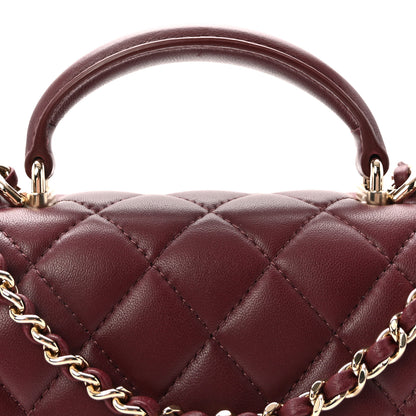 Chanel Lambskin Quilted Top Handle East West Flap Dark Burgundy 8 of 11
