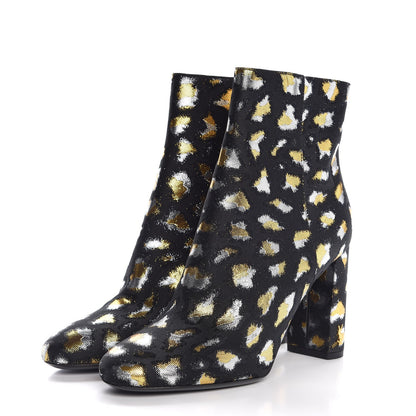 Saint Laurent Jacquard Leopard Loulou Ankle Boots 37 Oro 3 of 9