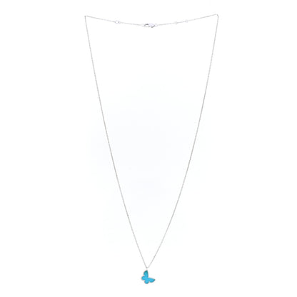 Van Cleef & Arpels 18K White Gold Turquoise Sweet Alhambra Butterfly Pendant Necklace 3 of 6