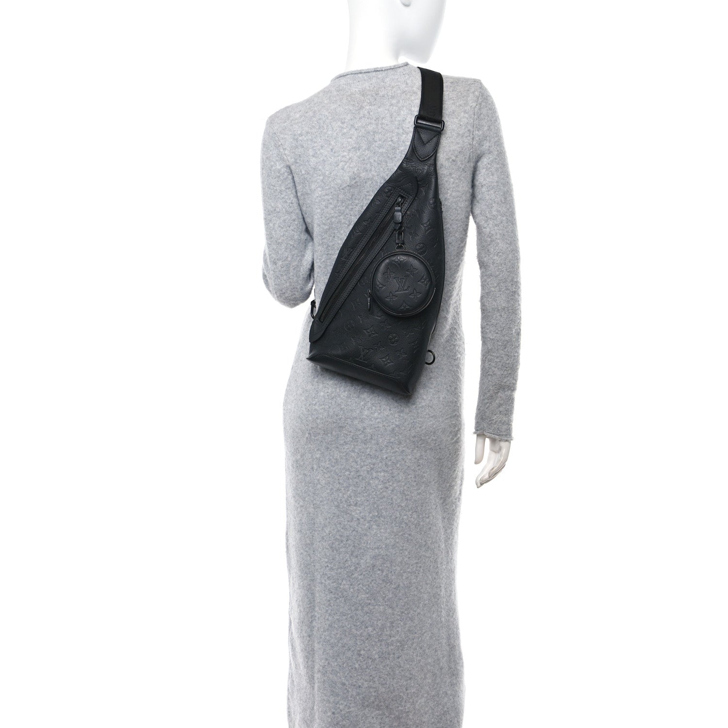 Louis Vuitton Calfskin Shadow Monogram Duo Slingbag Black 2 of 9