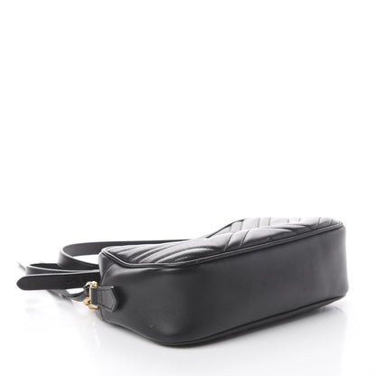 Gucci Calfskin Matelasse Small GG Marmont Chain Shoulder Bag Black 3 of 8
