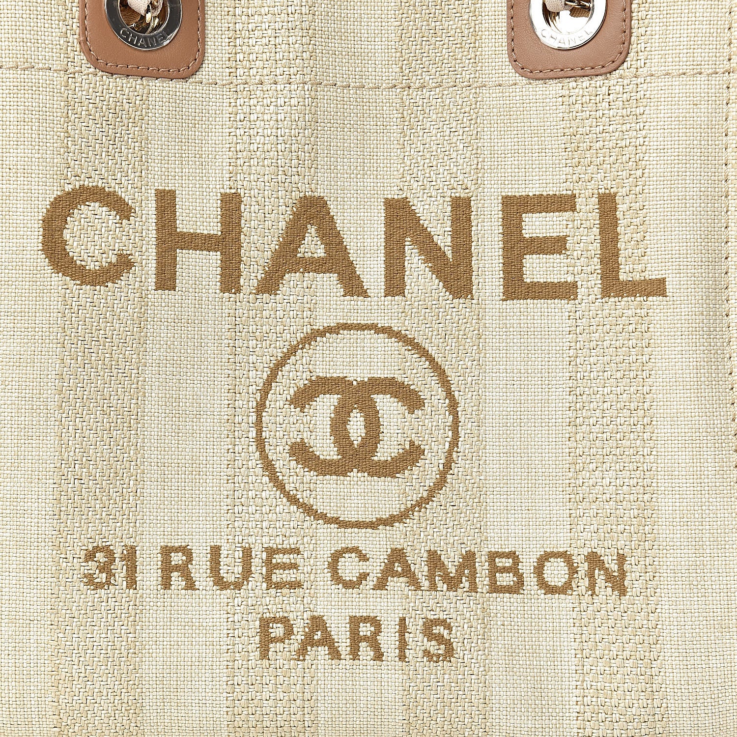 Chanel Straw Raffia Calfskin Striped Mini Deauville Tote Beige 10 of 11