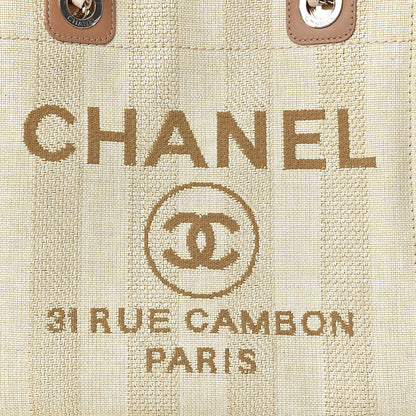 Chanel Straw Raffia Calfskin Striped Mini Deauville Tote Beige 10 of 11