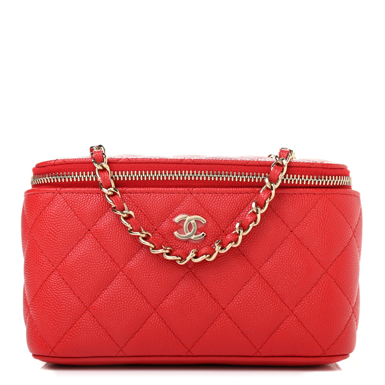 Chanel Caviar Quilted Small Vanity Case With Chain Red 1 of 9