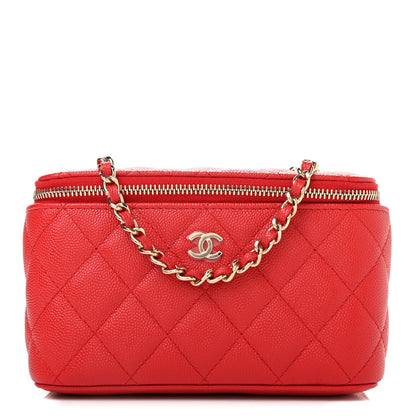 Chanel Caviar Quilted Small Vanity Case With Chain Red 1 of 9