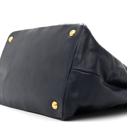 Prada Soft Calf Tote Navy 10 of 12