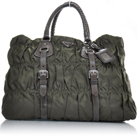 Tessuto Nylon Dressy Gaufre Tote Military Green