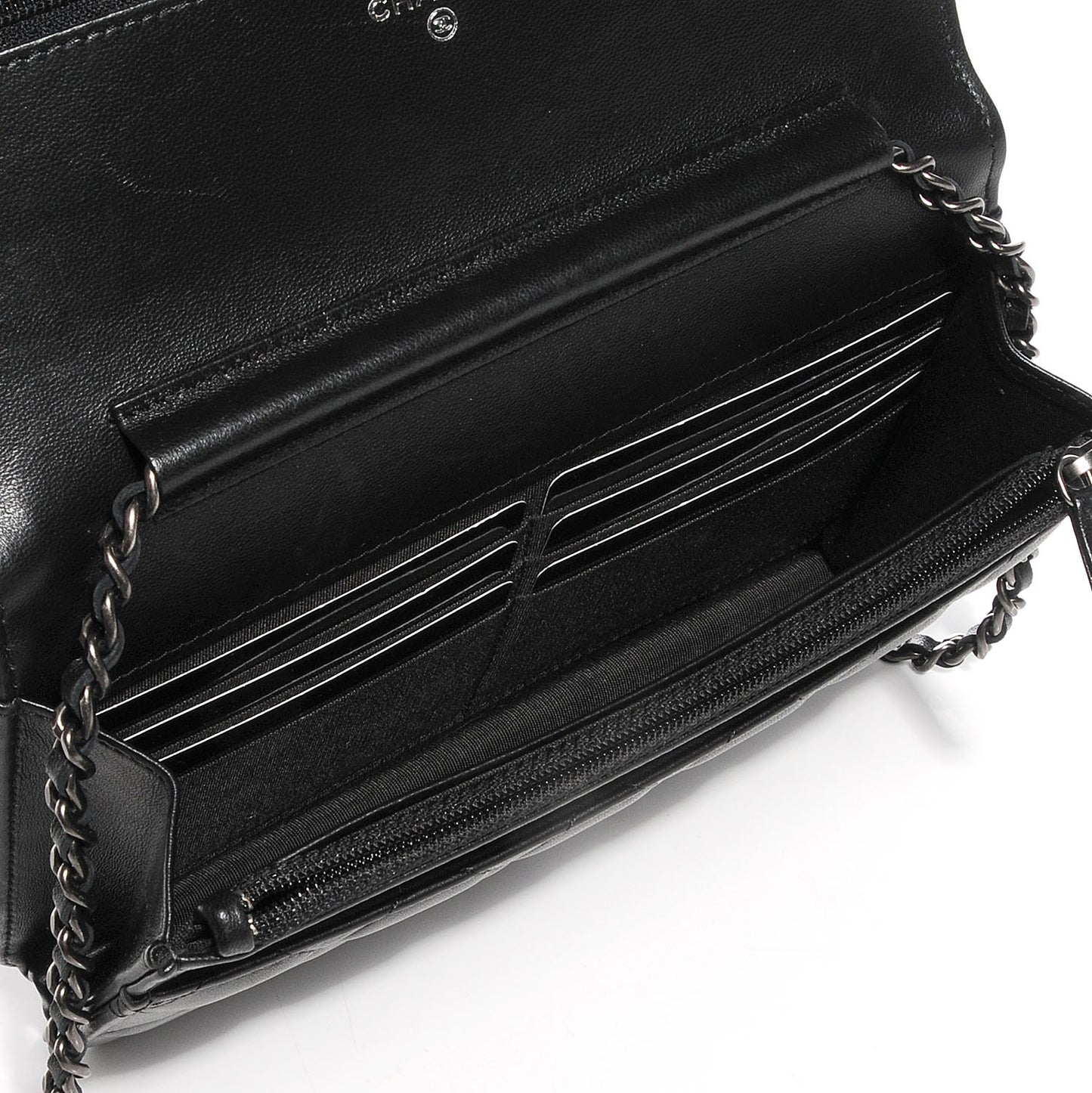 Lambskin Quilted Boy Wallet On Chain WOC Black