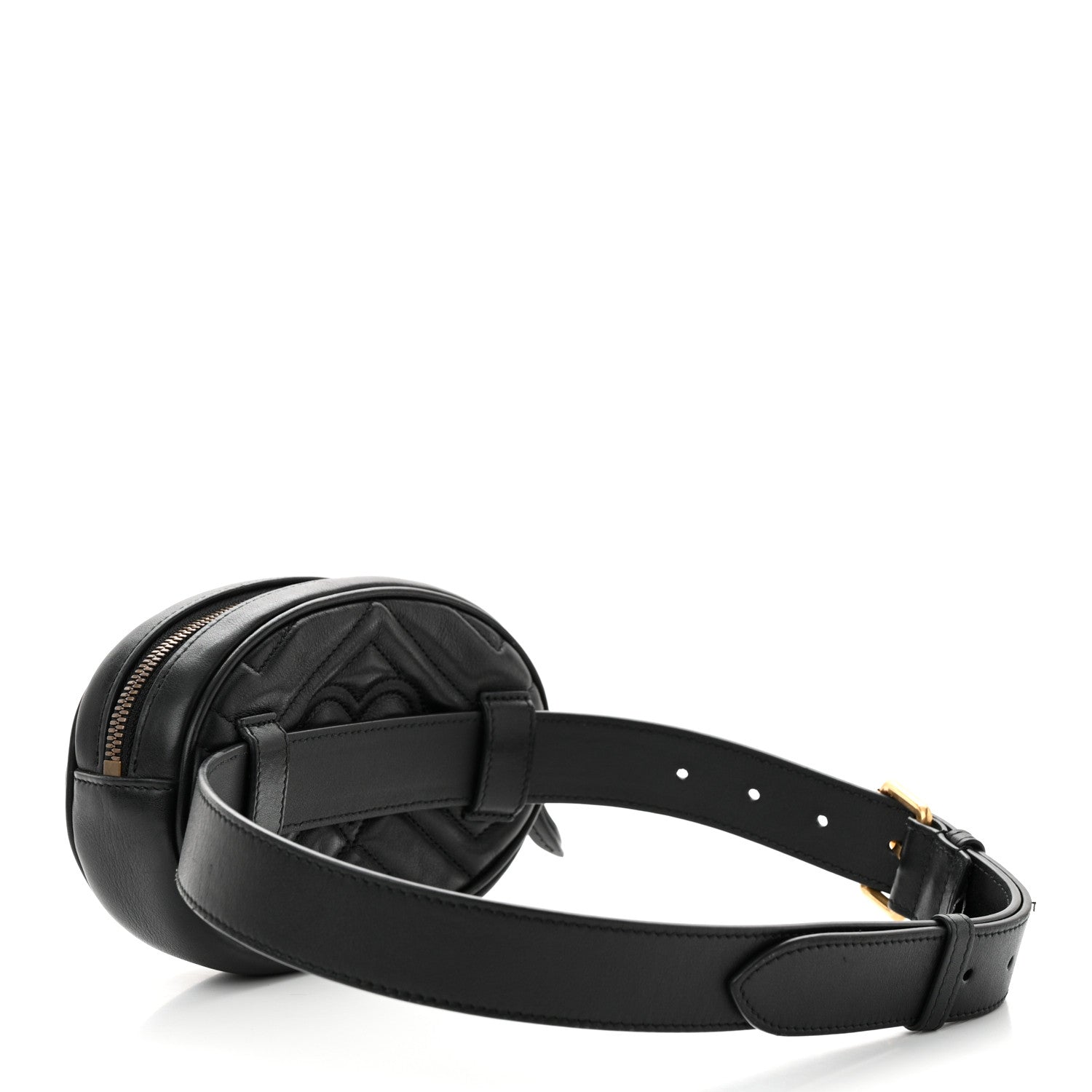 Gucci Calfskin Matelasse GG Marmont Belt Bag 75 30 Black 3 of 14