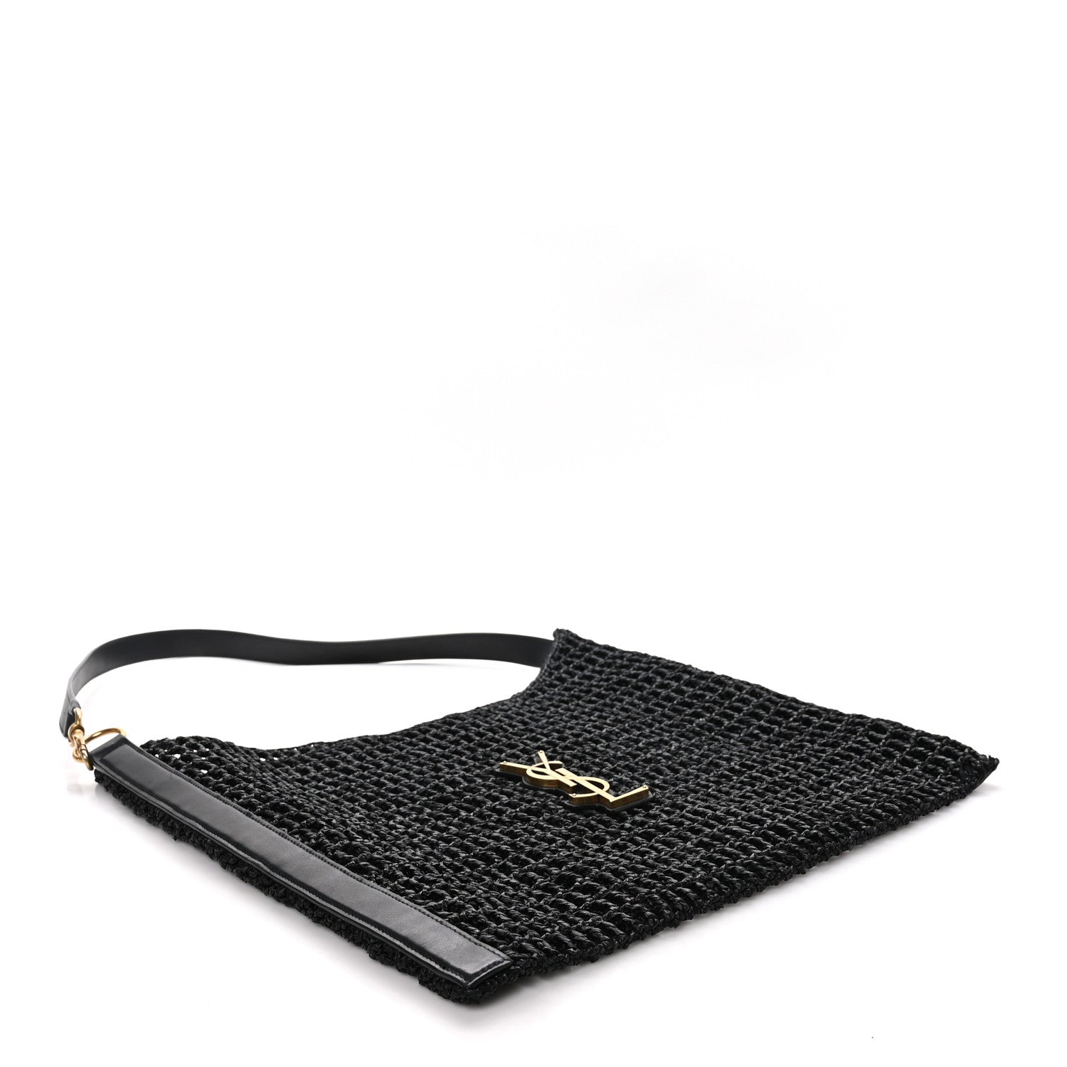 Saint Laurent SAINT LAURENT Raffia Calfskin Oxalis Shoulder Bag Black 4 of 9