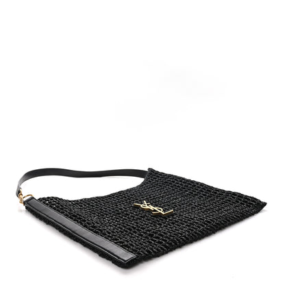 Saint Laurent SAINT LAURENT Raffia Calfskin Oxalis Shoulder Bag Black 4 of 9