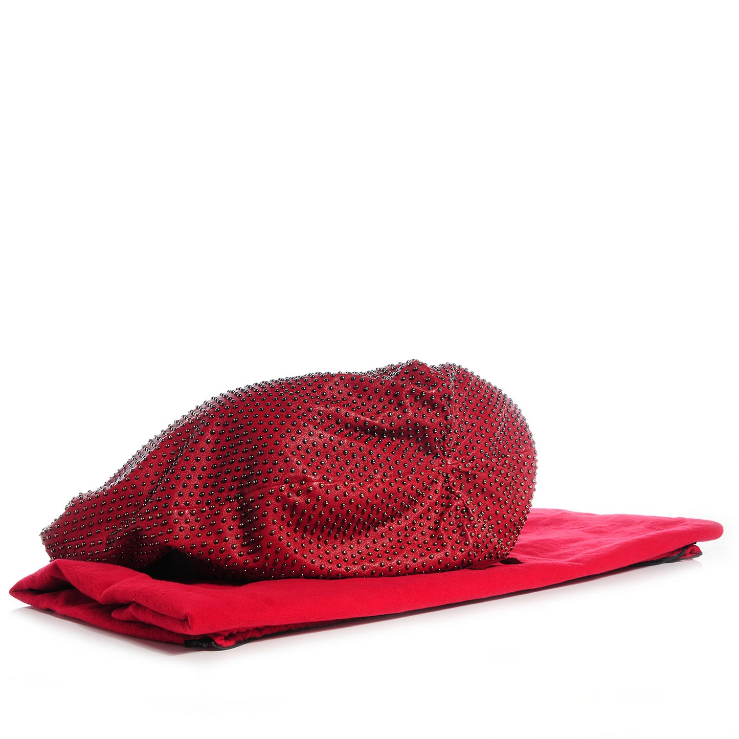 Nappa Studded 360 Bow Hobo Red