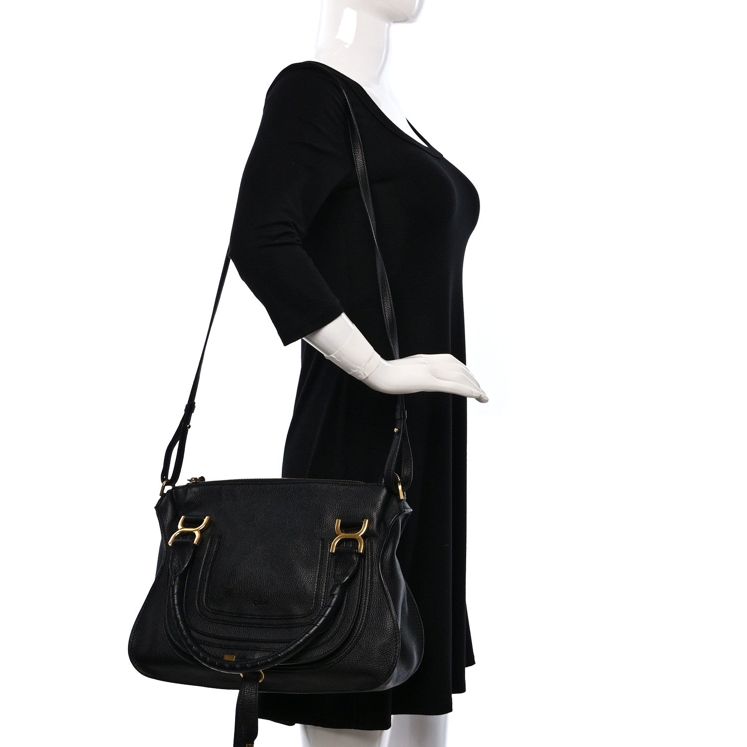 Chloe Calfskin Medium Marcie Satchel Black 2 of 11