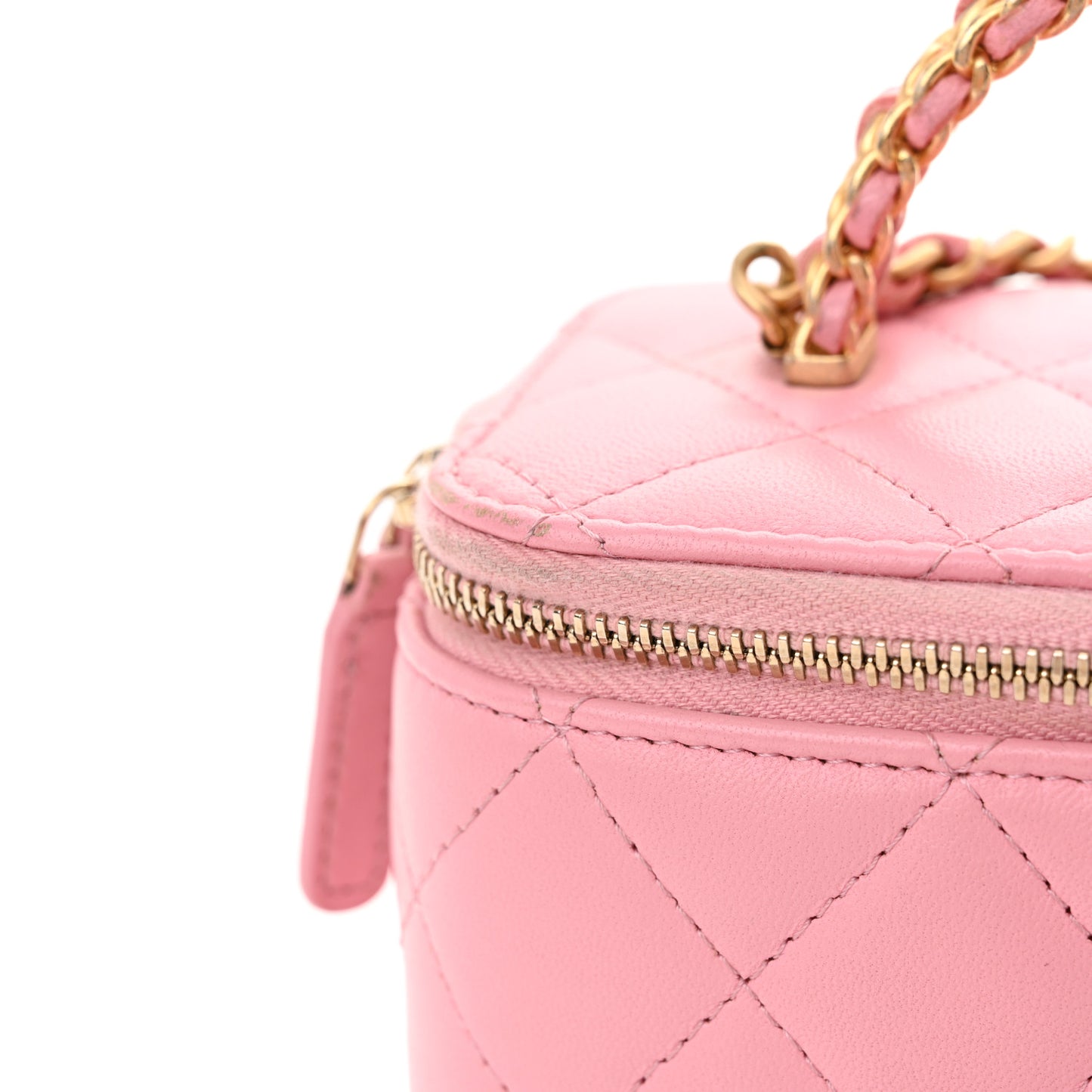 Lambskin Quilted Pick Me Up Vanity Case Pink