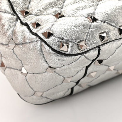 Valentino Garavani Metallic Nappa Medium Rockstud Spike Shoulder Bag Silver 14 of 17
