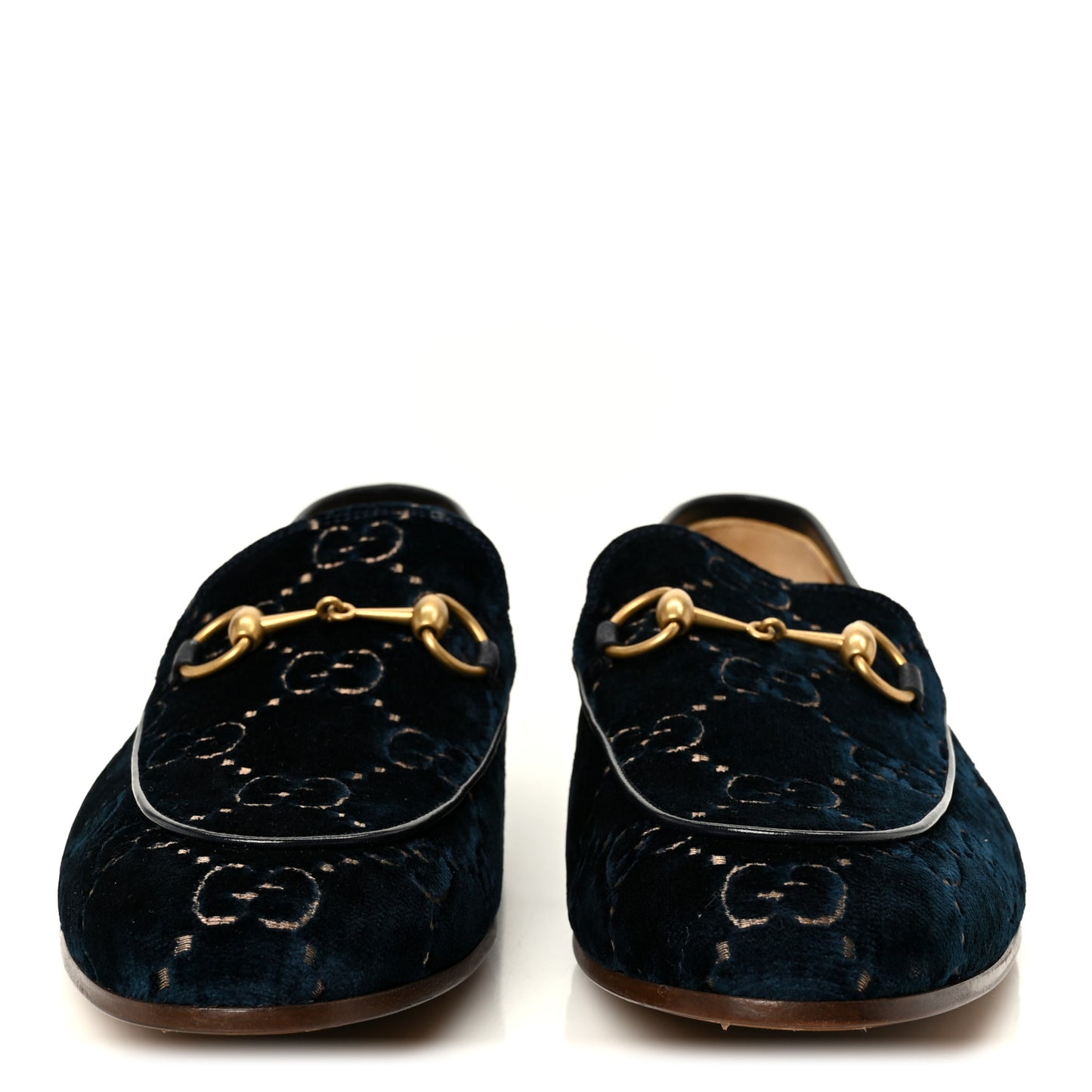 Velvet GG Monogram Horsebit Mens Jordaan Loafers  11 Blue Beige