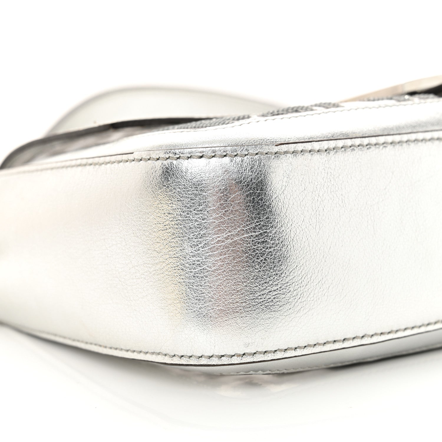 Fendi PVC Vitello Catalan Mirror Sequin FF Baguette Argento 9 of 11