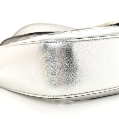 Fendi PVC Vitello Catalan Mirror Sequin FF Baguette Argento 9 of 11