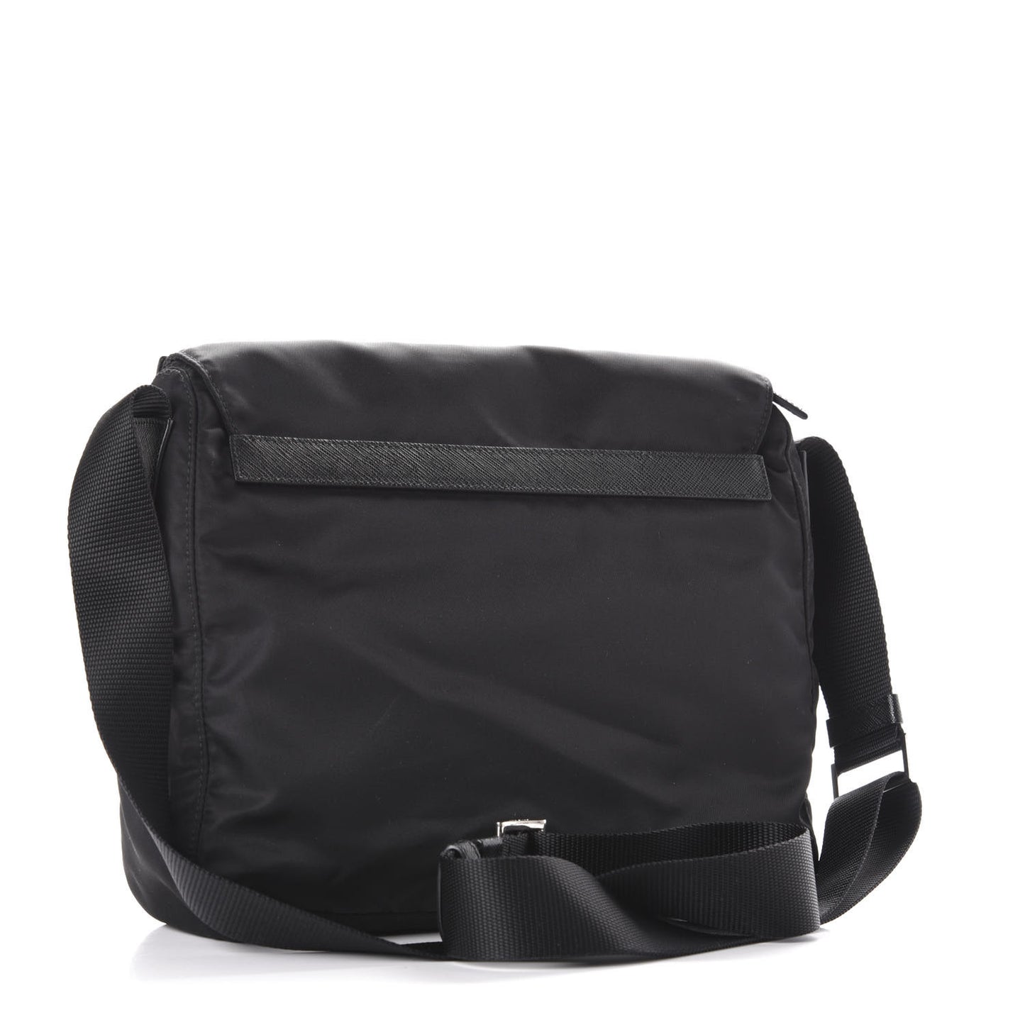 Nylon Vela Saffiano Single Buckle Messenger Shoulder Bag Black