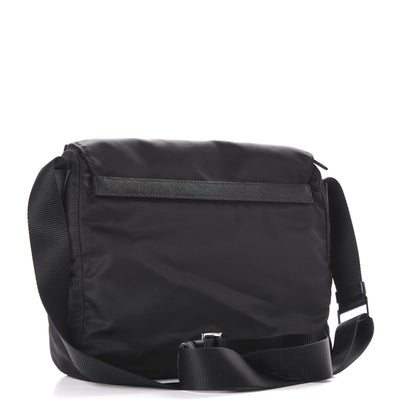 Prada Nylon Vela Saffiano Single Buckle Messenger Shoulder Bag Black 3 of 9