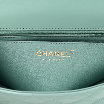 Chanel Patent Calfskin Quilted Mini Rectangular Flap Light Blue 6 of 11