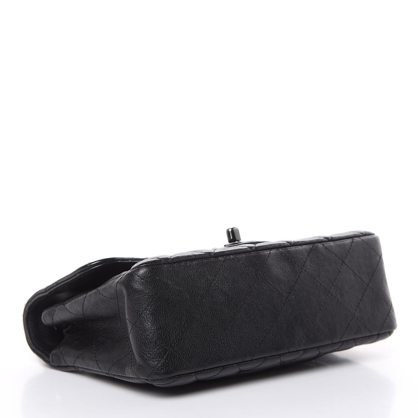 Crumpled Calfskin Quilted Mini Rectangular Flap So Black
