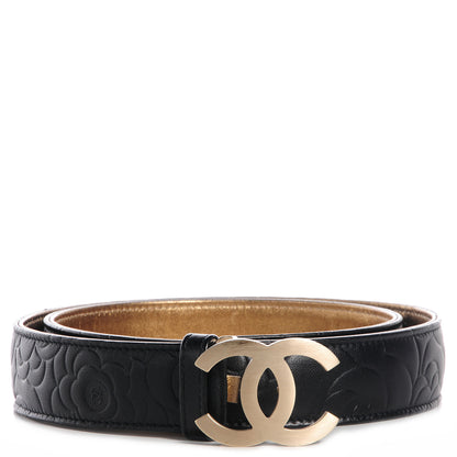 Chanel Lambskin Camellia CC Belt 95 38 Black 1 of 6