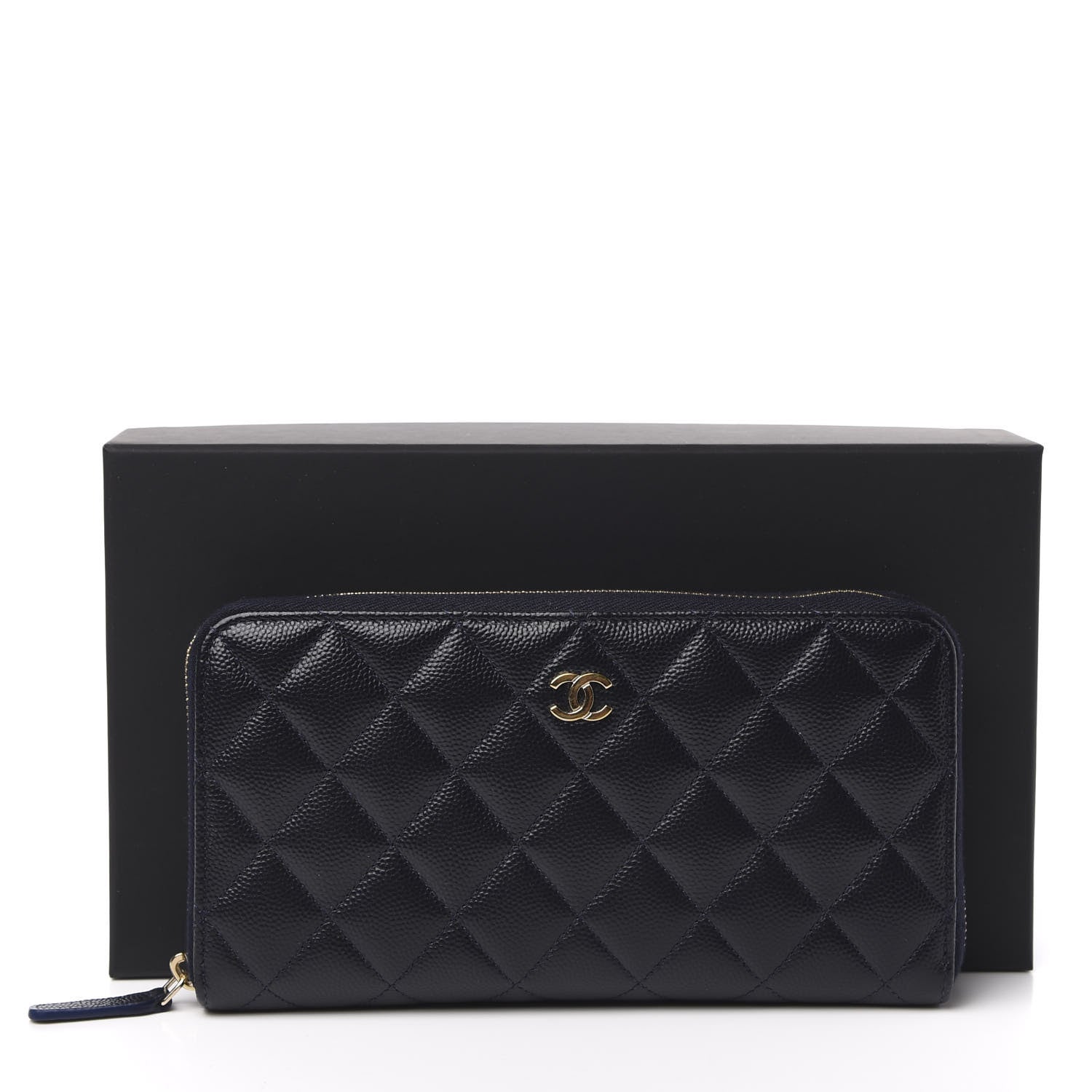 Chanel Caviar Quilted Large Gusset Zip Around Wallet Navy 11 of 11