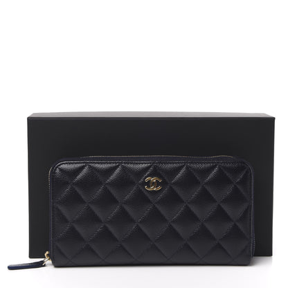 Chanel Caviar Quilted Large Gusset Zip Around Wallet Navy 11 of 11