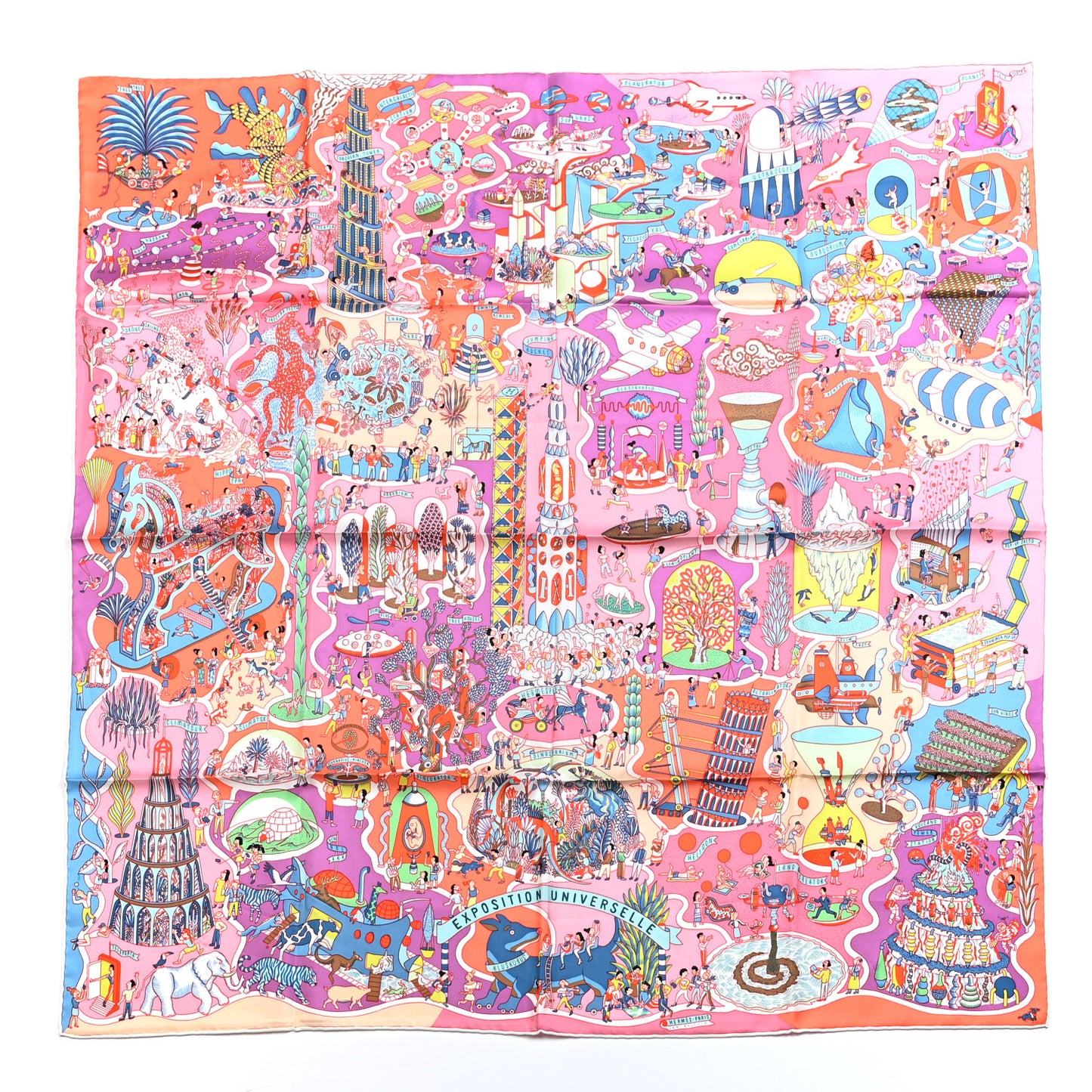 Silk Exposition Universelle Scarf 90 Rose Mauve Multicolore