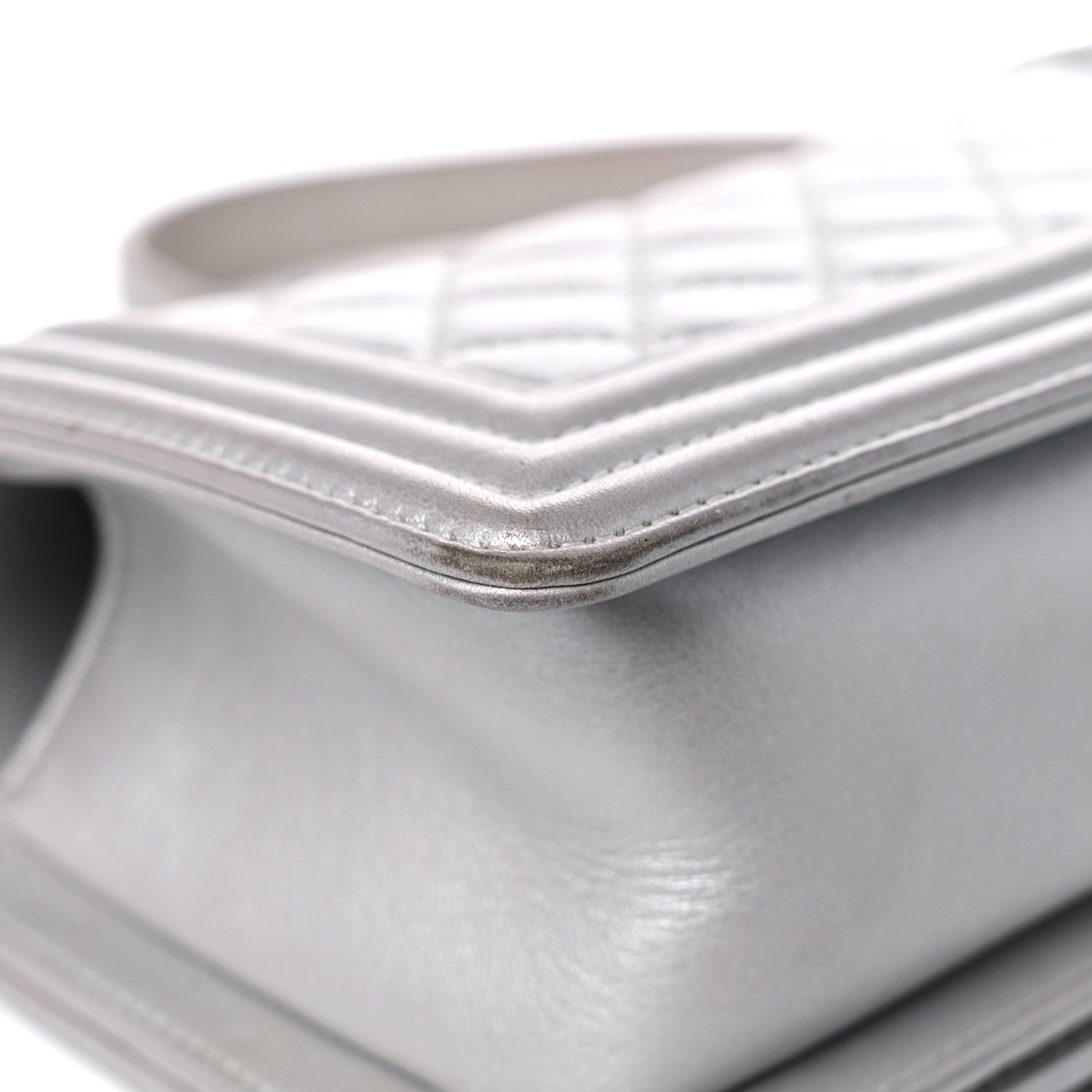 Chanel Metallic Calfskin Quilted Small Boy Flap Silver 10 of 17