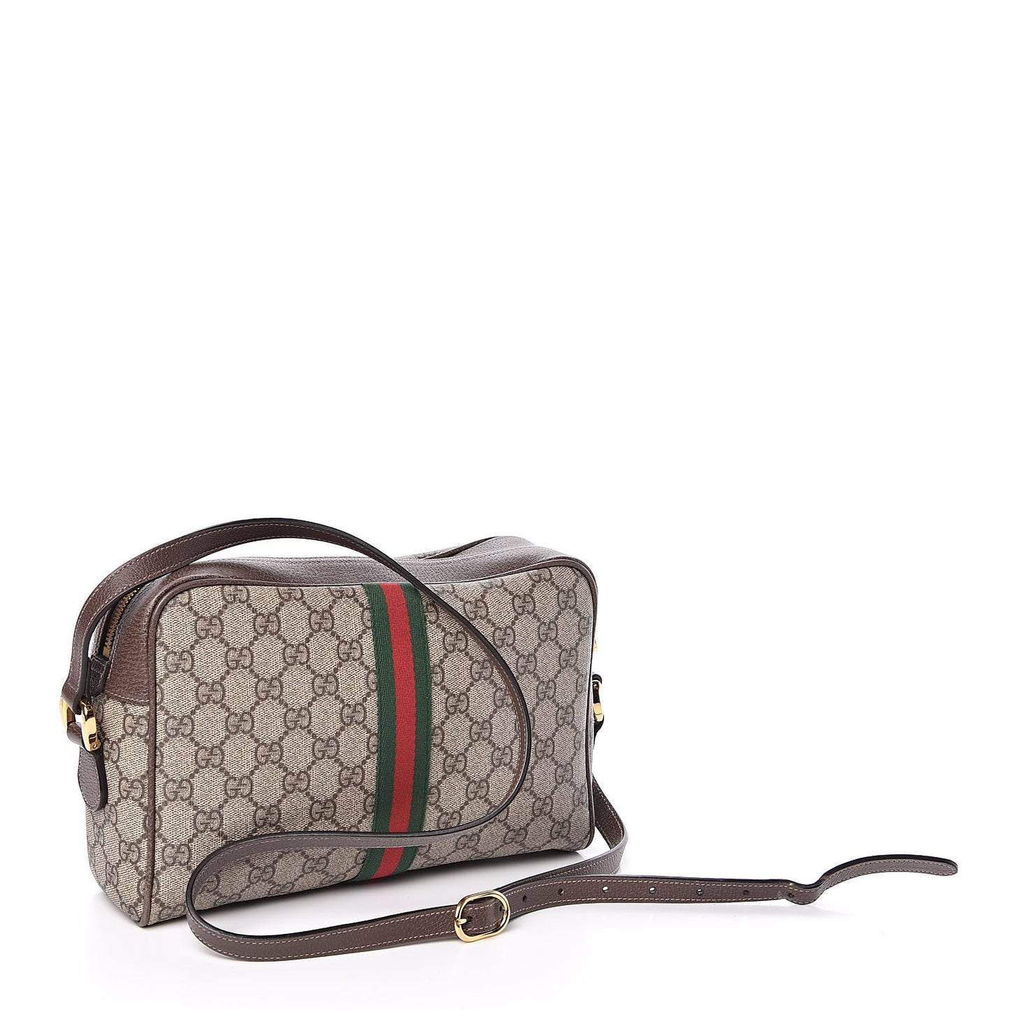 GG Supreme Monogram Web Small Ophidia Shoulder Bag Brown