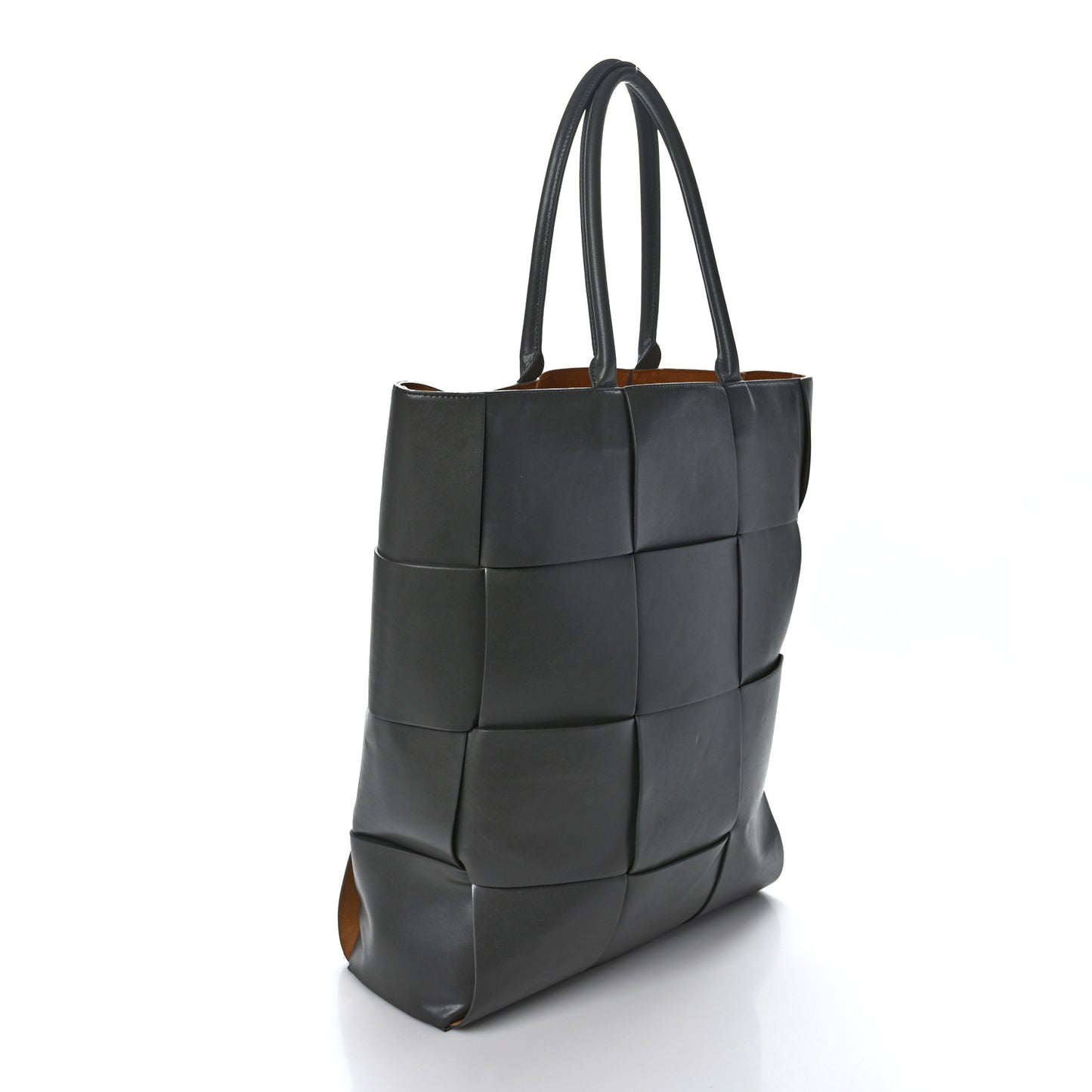 Nappa Maxi Intrecciato Mens Vertical Arco Tote Light Graphite