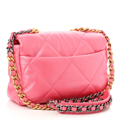Chanel Shiny Lambskin Quilted Medium Chanel 19 Flap Pink 3 of 10