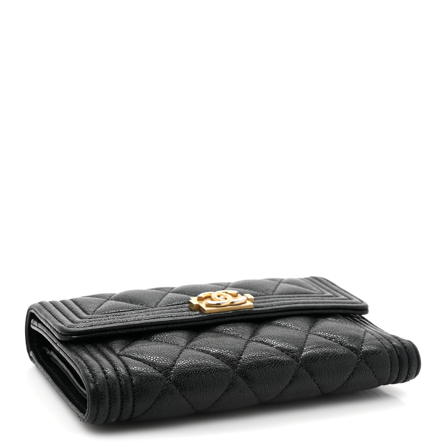 Caviar Quilted Medium Boy Flap Wallet Black