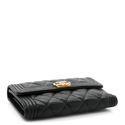 Chanel Caviar Quilted Medium Boy Flap Wallet Black 4 of 12