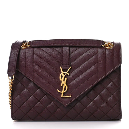 Saint Laurent Grain De Poudre Textured Mixed Matelasse Medium Triquilt Monogram Satchel Rouge Legion 1 of 16