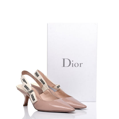 Christian Dior Patent Ribbon J'Adior Slingback 65mm Pumps 37.5 Nude 14 of 14