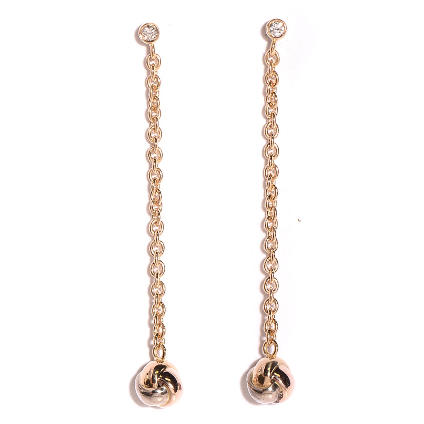 18K Pink Yellow White Gold Baby Trinity Drop Earrings