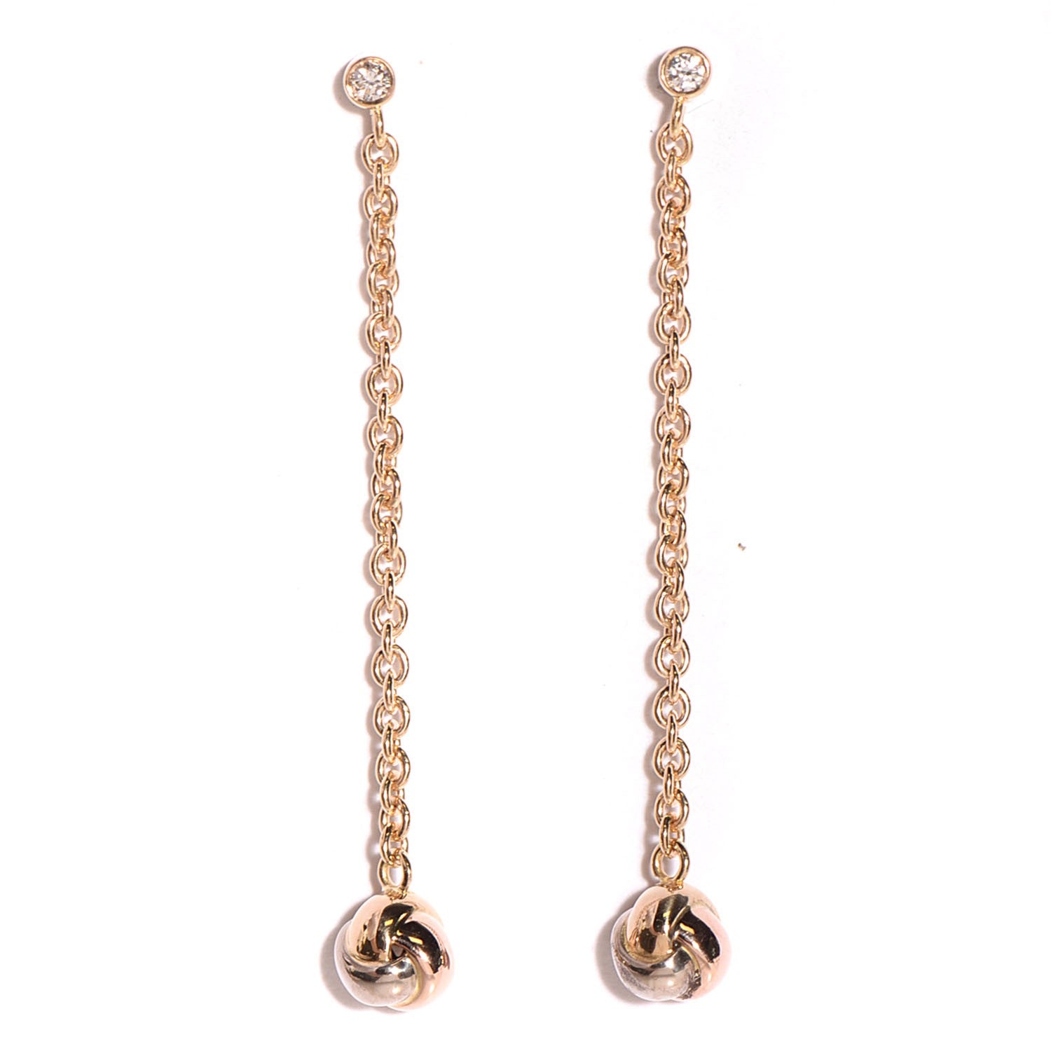 Cartier 18K Pink Yellow White Gold Baby Trinity Drop Earrings 1 of 8