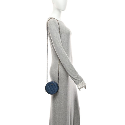 Chanel Iridescent Caviar Quilted Round Clutch With Chain Blue 2 of 10